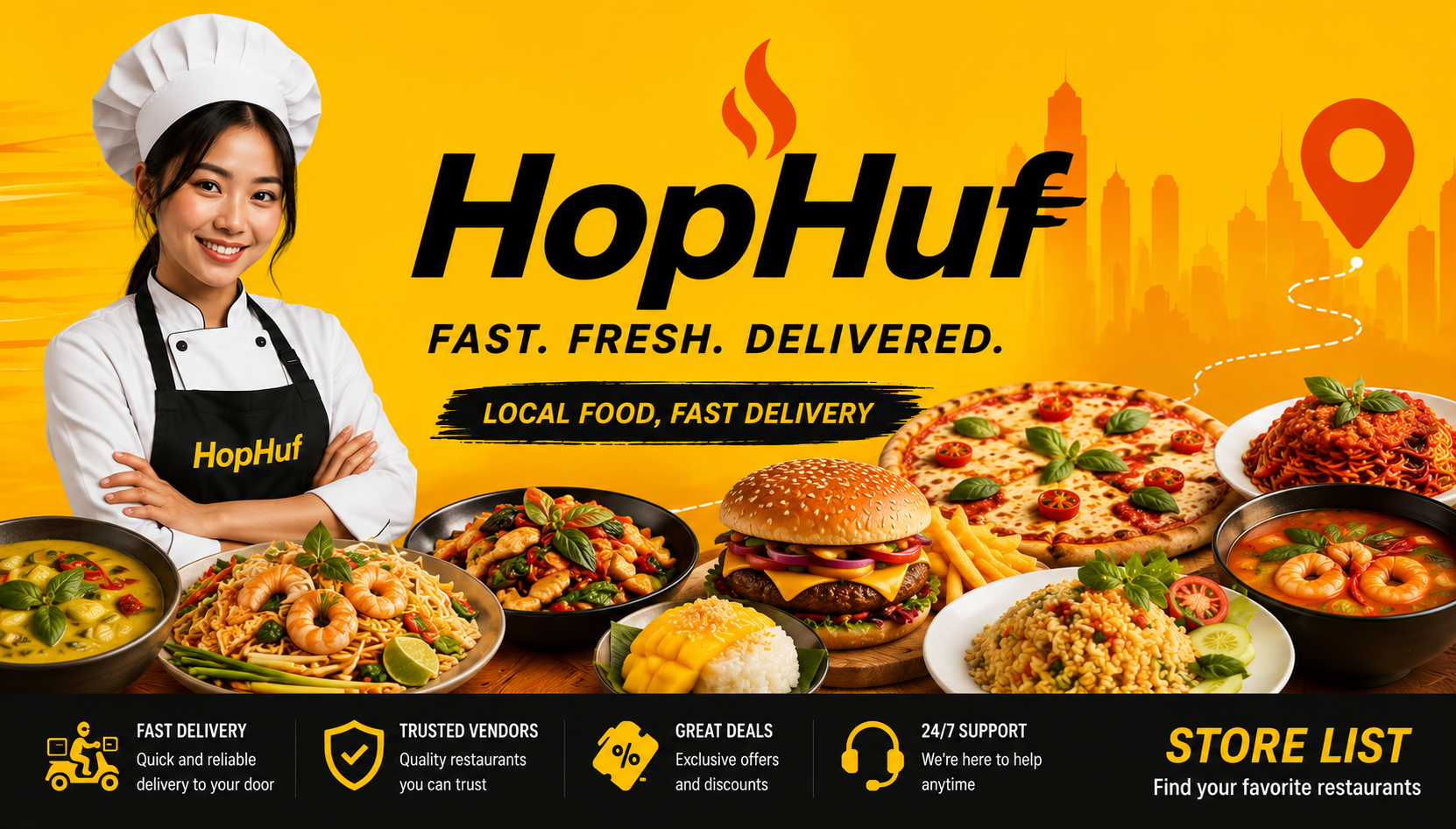 HopHuf food delivery banner